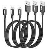 SUNGUY Micro USBケーブル 1M 【3本組】 マイクロusbケーブル アンドロイド Micro-B QC3.0/2.0 2.4A急速充電 USB2.0データ転送 高耐久ナイロン Galaxy S7/S6/S4、Motorola Moto G4/G5S/E4、LG V10/G4/Stylo 3 Plusなどマイクロ機種に対応 (ブラック)