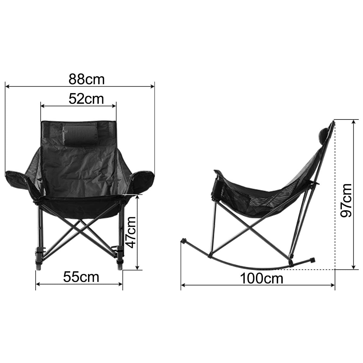 FIELDOOR アウトドアチェア 4脚セット  ローチェア 収納バッグ付 Amazon.co.jp: FIELDOOR ロッキングチェア 【ブラック