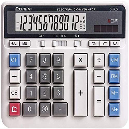 Calculator,DAXHU 12-Digit Solar Battery Basic Calculator,Solar Battery Dual Power with Large LCD Display Office Calculators (2135)