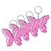 Produktbild Lukame 4Pc Damen Farbe Sequin Schmetterling Schlüsselanhänger Frau Mädchen Keychain Schlüsselbund Handtaschenanhänger Taschenanhänger Auto Dekor Zubehör(Heiß Rosa)
