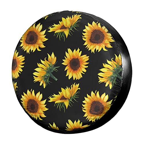 Image of Delerain Sunflower Spare Tire Covers Waterproof Dust-Proof Spare Wheel Cover Universal Fit for Trailer, RV, SUV, Truck and Many Vehicle (17 Inch for Diameter 31 inch-33 inch)