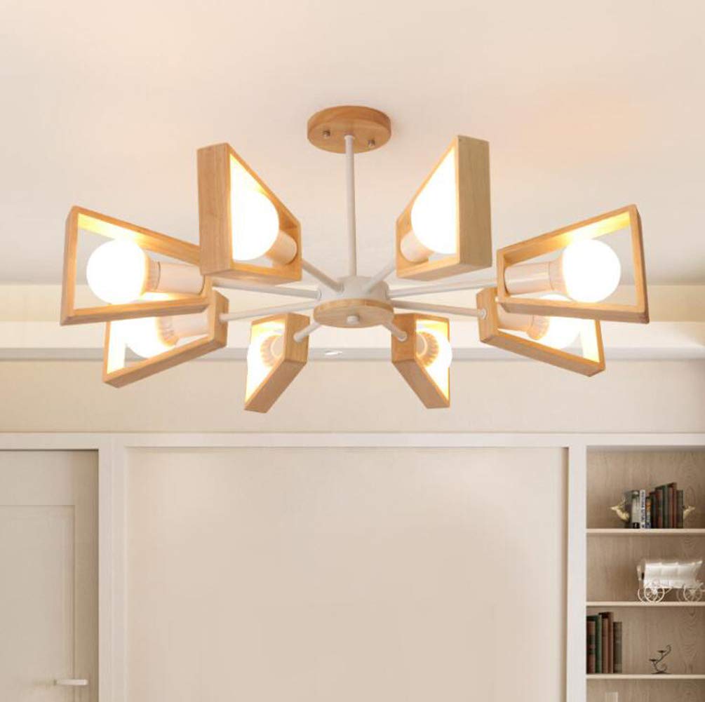 Lustre tête pivotante bois massif pour éclairer les zones sombres du salon