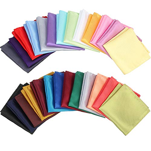 26 Pieces Mens Pocket Squares Handkerchief Mens Assorted Solid Colors Hankies for Wedding Party