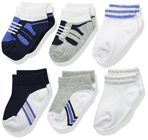 Luvable Friends Unisex Baby Newborn and Baby Socks Set, Blue Gray 6-Pack, 0-6 Months