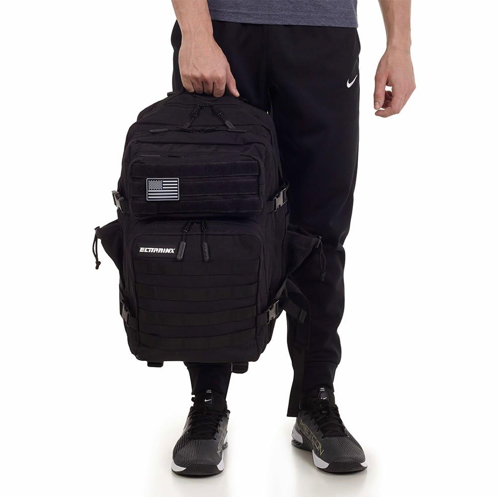 ELITRAINX Mochila 45L Compartimento Comidas y Tuppers Táctica CrossTraining Resistente al agua, Compartimento para Portatil, 2 Botelleros, Zona para zapatillas by ELITEX TRAINING