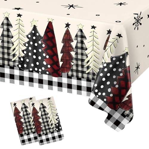 2 Stück Weihnachts Tischdecke, Weiß Rechteck Weihnachten Tischdecke...