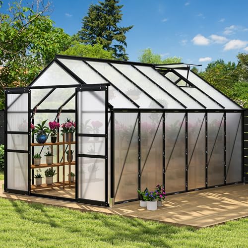 DWVO 8x12FT Polycarbonate Greenhouse for Outdoors, Large Heavy Duty Aluminum