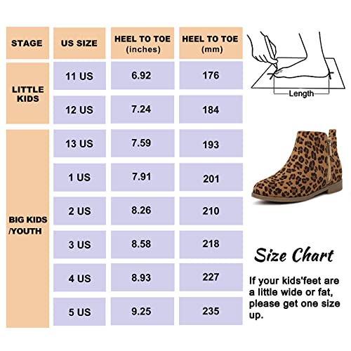 Harvest Land Girl Boots Kids Ankle Boots Warm Side Zipper Boots Low Heel Short Booties Winter Snow Boots Anti-Slip Outdoor Shoes For Little Kids/Big Kids Leopard Us5 thumb #5