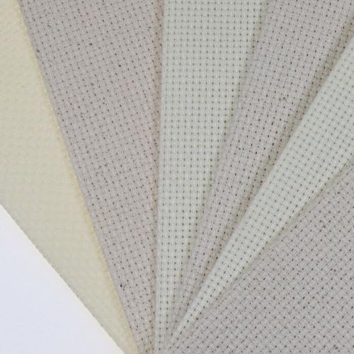 Image of KCS 6 pc of 12 inch x 18 inch(30cmx45cm) 14CT Counted Cotton Aida Cloth Cross Stitch Fabric (Cream+Oatmeal)