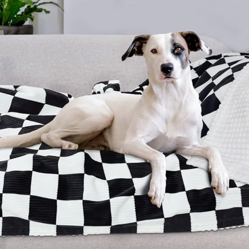 Image of HOMRITAR Black and White Baby Blanket for Boys Ultra Soft Warm Lightweight Toddler Blanket with High Contrast Checkered, 3D Double Layer Fleece for Newborn Visual Touch Sensory 30x40 Inch