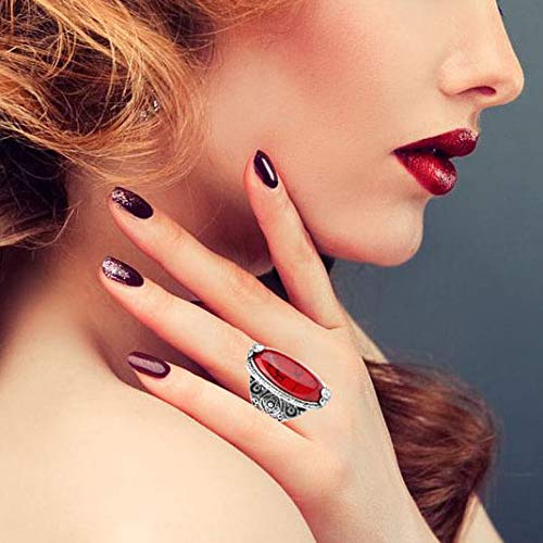 Ladaypoa Charming 925 Sterling Silver Cubic Zirconia Ring With Red Synthetic-Turquoise Stone Size 7 #TOP5