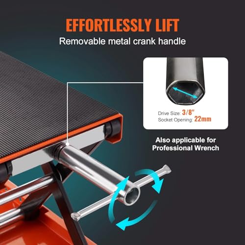 Motorcycle Lift, 1100 LBS Motorcycle Scissor Lift Jack with Wide Deck & Safety Pin, 3.7\"-13.8\" Center Hoist Crank Stand, Steel Scissor Jack for Street Bikes, Cruiser Bikes, Touring Motorcycles