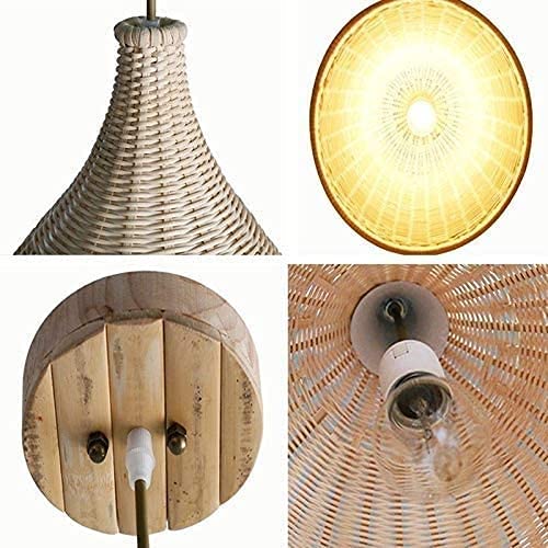 Lámpara de ratán japonesa E27 para iluminar techos altos rústicos 6