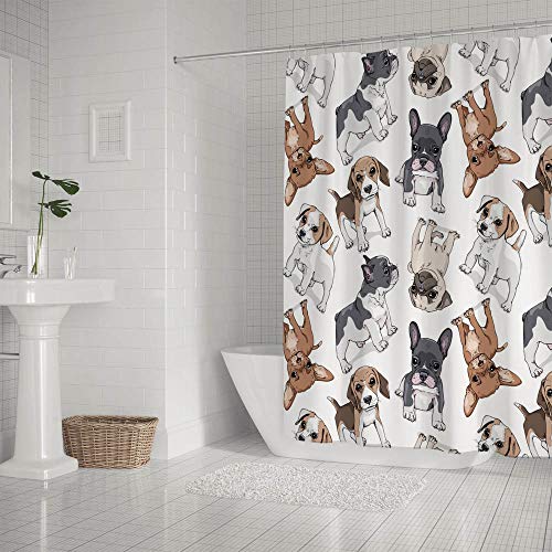 Rideau de douche chiots polyester lavable pour en finir avec l'humidité