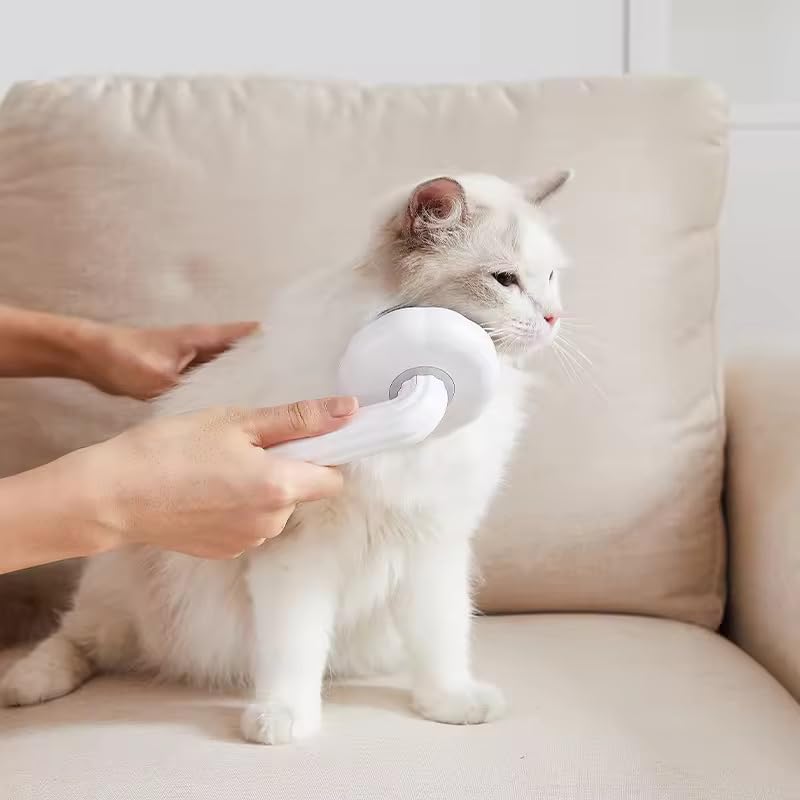 Image of Cat Brush Dog Brush, Designed To Remove Loose Fur, Tangles, Mats With Convenient Release Button Feature, Easly Removal Of Trapped Hair From Brush, Indoor Cats Dog Hair Grooming Tool, White