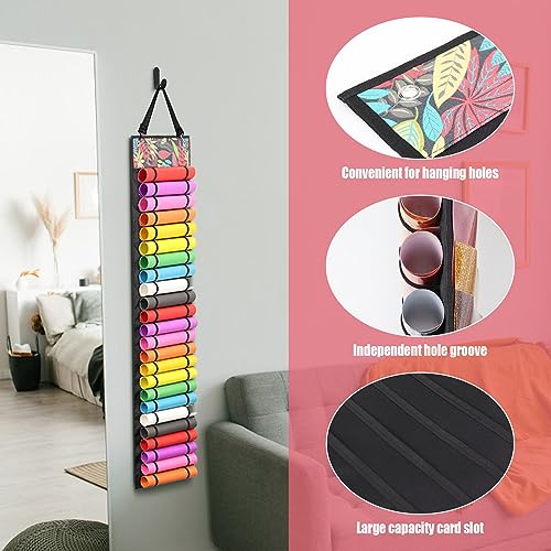 JOJOCY Vinyl Organizer Holder, 24 Holes & 23 Pockets Vinyl Storage Organizer Rack Wall Mount Over The Door - Image 2