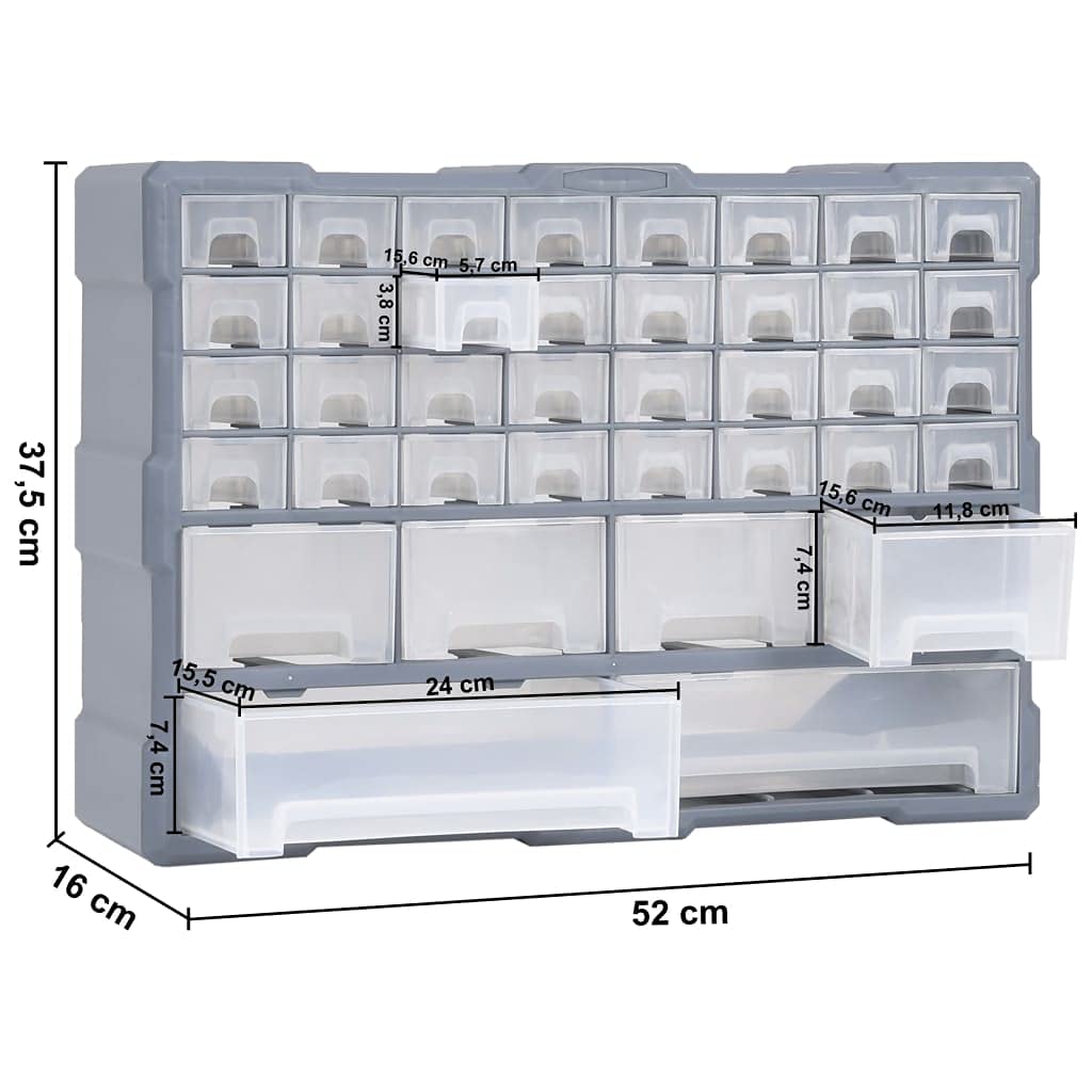 Genérico Organizador multicajones con 38 cajones 52x16x37,5 cm,Bricolaje,Accesorios de Bricolaje,Organización y Almacenamiento de Herramientas,Cajas de herramientas-147578