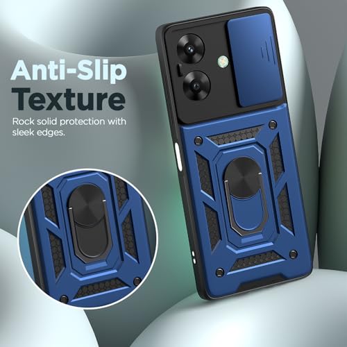 Image of Pikkme D10 Tough Armor Bumper Case | 360 Protection Case | Sliding Camera Shield Cover & Ring Holder Stand Back Cover for Realme Narzo N61 / Realme C61 4G (Blue)