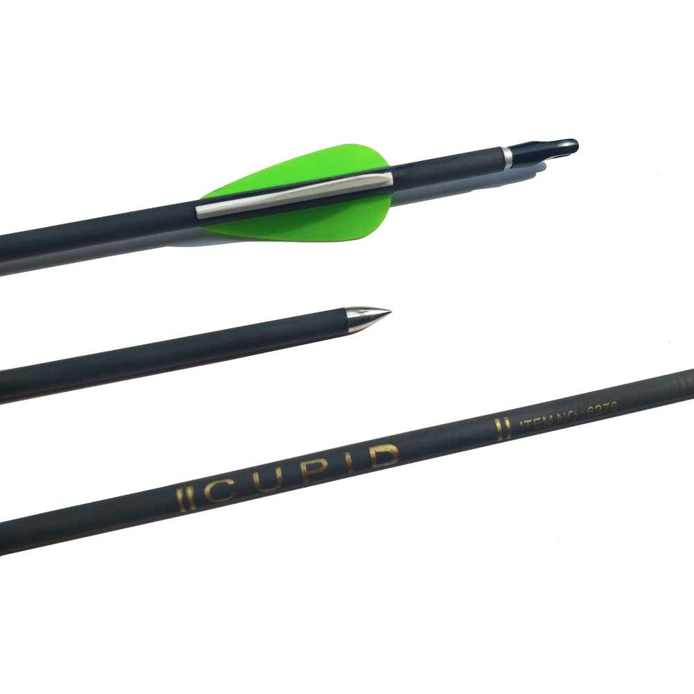 SHARROW 12pcs Flèches de Carbone de Tir à l'arc Flèches de Chasse de 31" Flèches de Ciblage Spine 600 Flèches en Fibre de Carbone pour Arc Classique