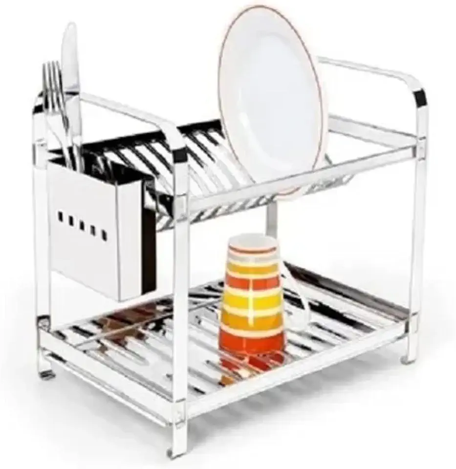 Escorredor Mak Inox Aço Inox 16 Pratos Porta Talheres Aço Inox