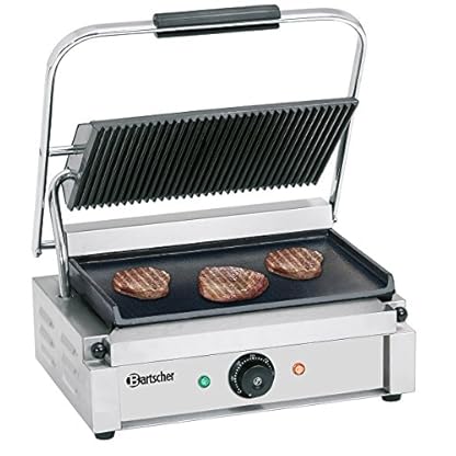 Bartscher Elektro-Kontaktgrill 2,2 kW Grillplatten oben gerillt, unten glatt Gastronomiebedarf