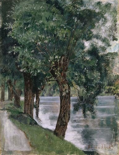 Toile Les saules au bord du Rhône par Ferdinand Hodler, une impression d'art de prestige