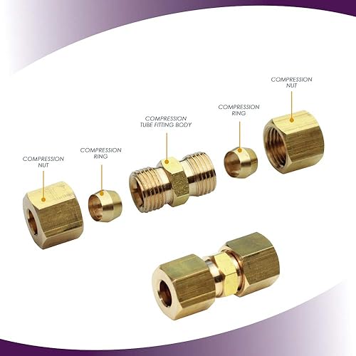 Miniatura 8 de Tubo de compresión de latón para máquina de hielo, unión, 516 pulgadas de diámetro exterior x 516 pulgadas de diámetro exterior, 2 unidades