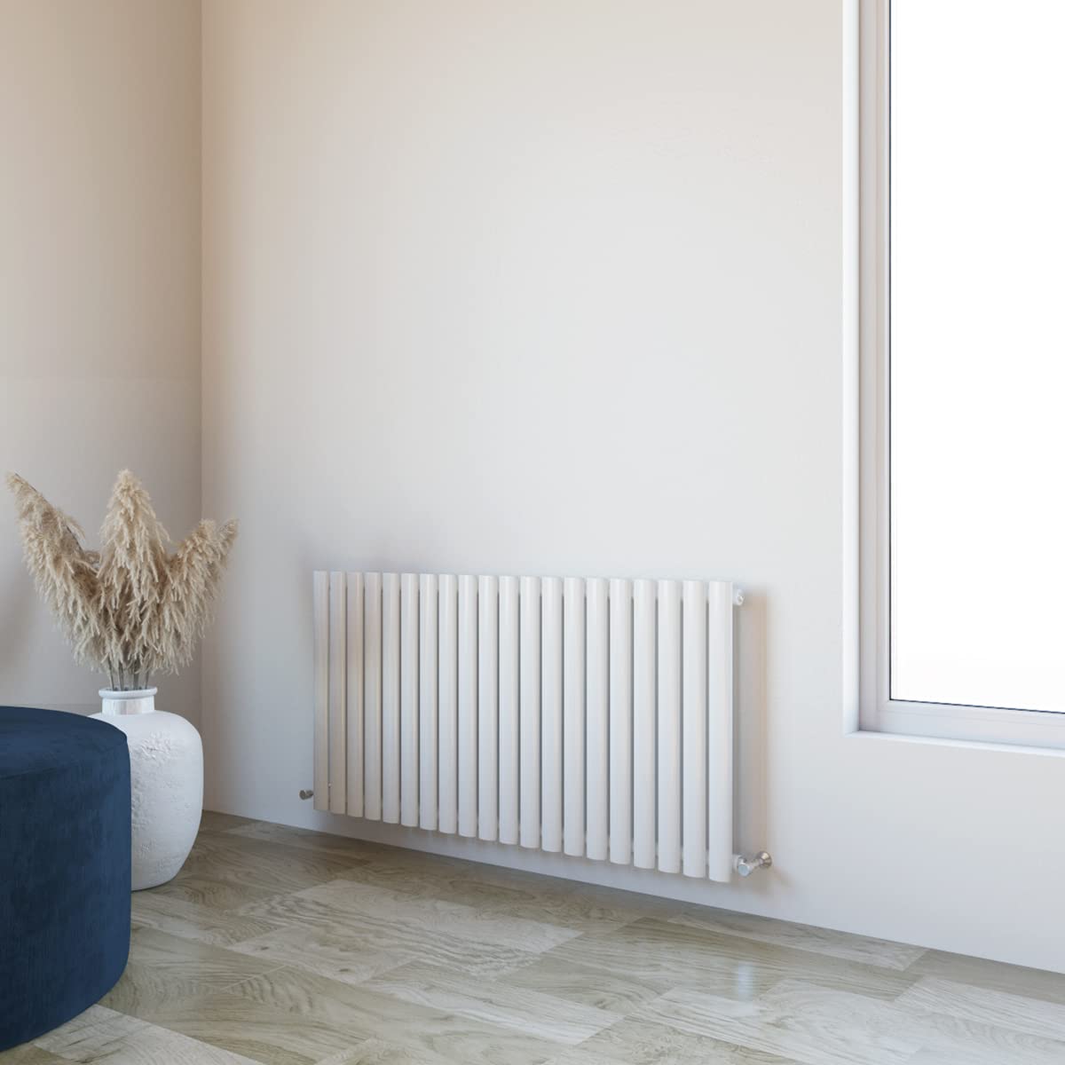 Huibathroom White Oval Column Radiator 600X1180mm Horizontal Design Single Central Heating Rad