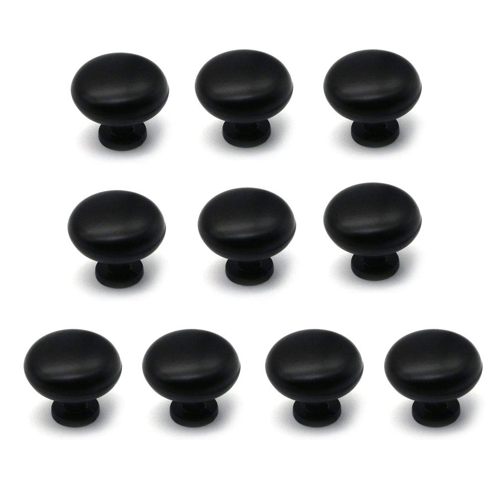 Nuzamas Black Set Of 10 Matt Knobs And Pulls For Cabinets, Dressers, Wardrobe And Drawers, Kitchen, Bedroom, Bathroom Vanity Handles 28Mm