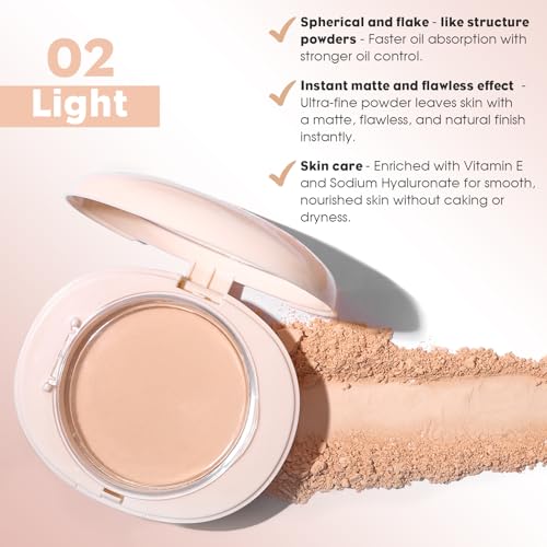 Image of UCANBE 2-in-1 Pressed Face Powder & Foundation Makeup, Matte Oil Control Flawless Setting Powder, Korean Makeup,Waterproof Long Lasting Finishing Powder (Light)