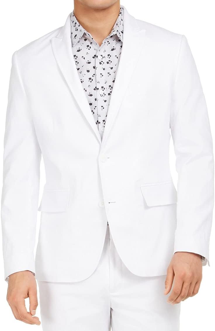 INC Mens Blazer Classic Bright Large Slim Fit Jasper White L