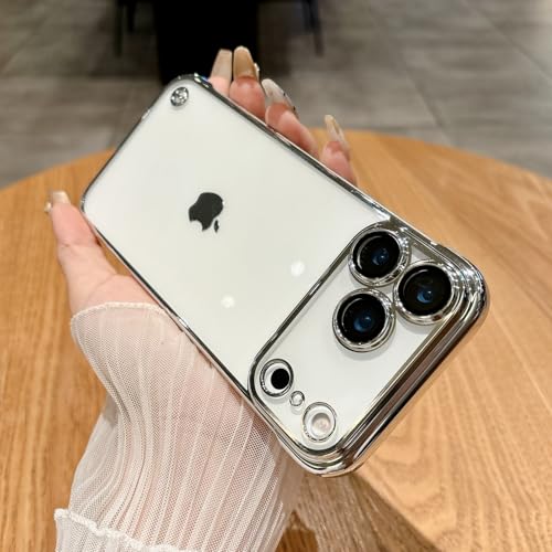 Coque iPhone 17 Pro Max argent en silicone rigide sans cadre