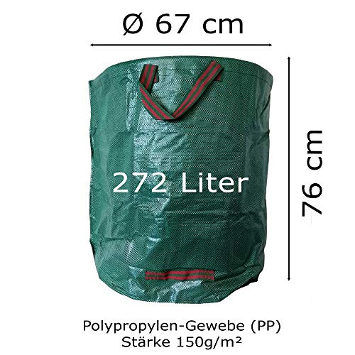 ToCi 3 x tuinzak 272 l, zelfstaand, opvouwbaar, robuust - tuinzakken groen afval graszak bladzak tuinafvalzak - Afbeelding 3