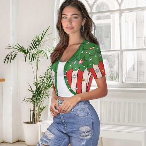 Image of Womens Short Sleeve Bolero Shrug Open Front Knit Cropped Cardigan Shoulder Cover for Dress Cute Casual Knit Cover Up