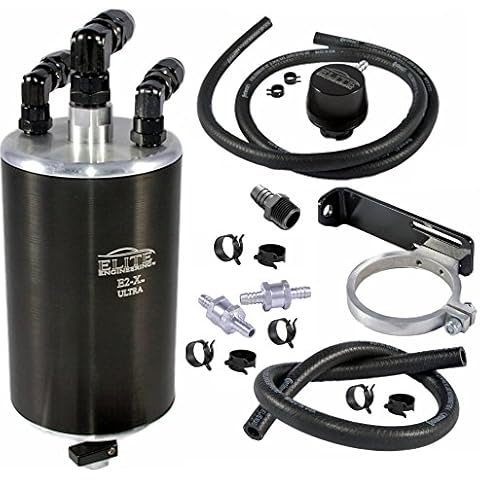 Elite Engineering E2-X PCV Oil Catch Can and Hardware with Check Valve & Clamps (X2), and Clean Side Separator for Ultra GM V8 LS - KIT Cover