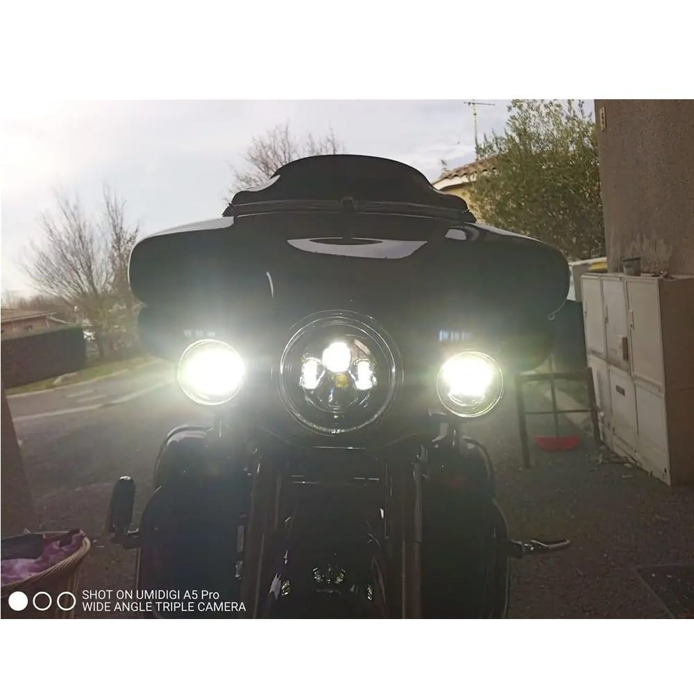 Moto Faro Anteriore Rotondo 7 "Moto Nero Motore HA CONDOTTO LA Luce Della Lampadina Del Faro Per Il Per Street Glide Per Softail FLHX F Per Touring Trike