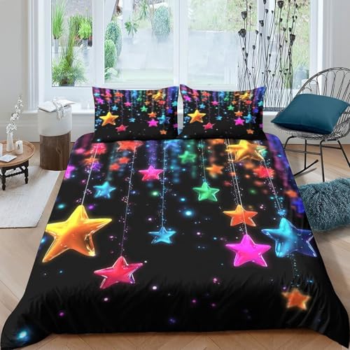 Housse de couette étoiles colorées 3D microfibre Super King