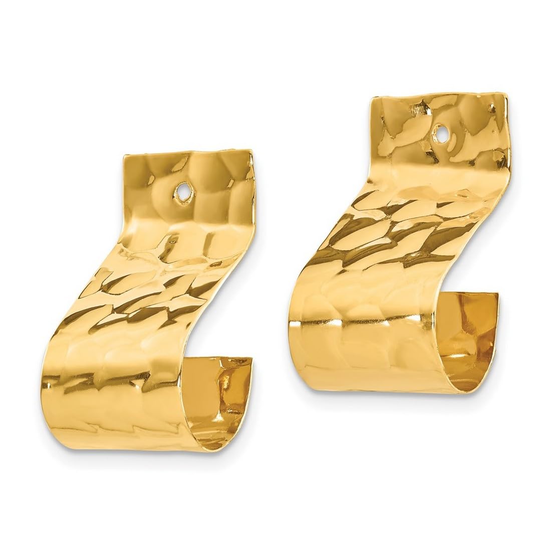 14 Karat Gelbgold, poliert, gehämmerte Ohrringe, Jacken, Maße: 18 x 11 mm breit, Schmuckgeschenk für Frauen, Metall