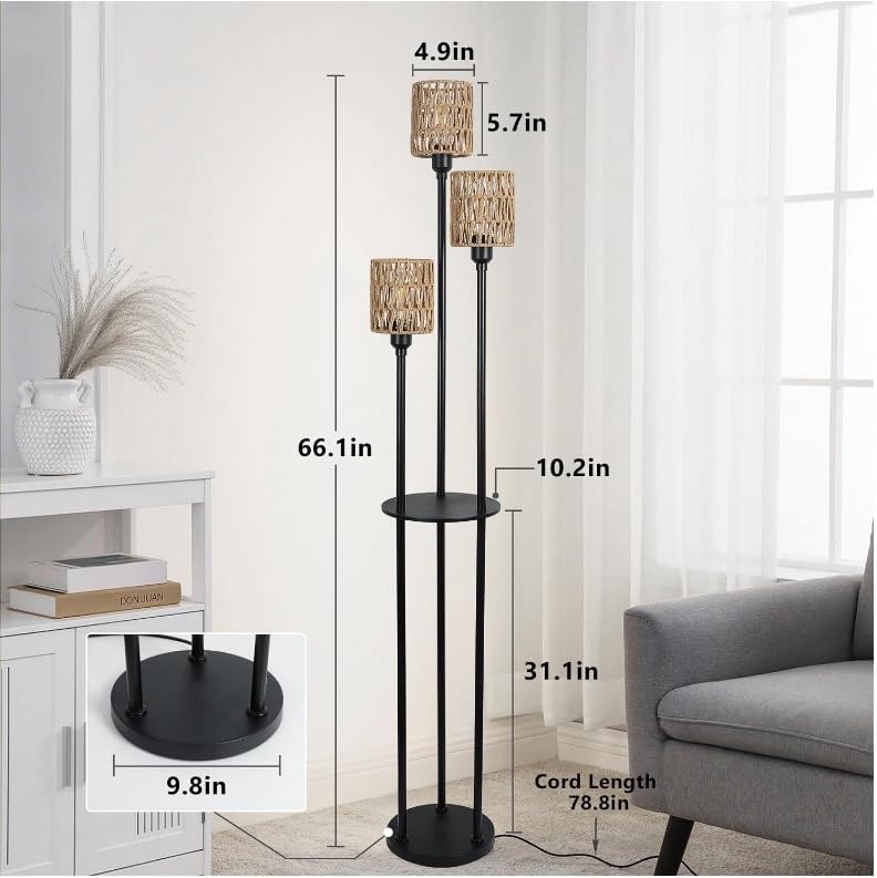 Lampadaire en métal pour manque de place salon étagères intégrées et intensité variable LED - 2