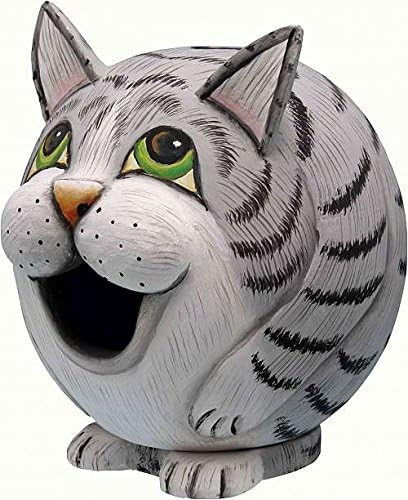 Songbird Essentials SE3880077 Gray Tabby Cat Gord-O Birdhouse (Set of 1)