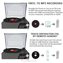 Record Player,3 Speed Turntable Vinyl Record Player with Bluetooth Speaker, MP3 Player Portable with FM Stereo Radio, Vinyl to MP3 Recording Phonograph Player, Brown - Les Beatles, Paul McCartney, John Lennon, RIngo Starr, George Harrison Record Player,3 Speed Turntable Vinyl Record Player with Bluetooth Speaker, MP3 Player Portable with FM Stereo Radio, Vinyl to MP3 Recording Phonograph Player, Brown – Image 6