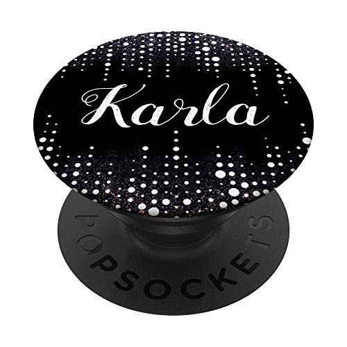 Karla Name - Puntos de lluvia, diseño de lunares, color negro PopSockets PopGrip Intercambiable