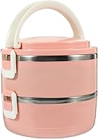 Vista 1 de Cabilock Lonchera térmica de doble capa rosa a prueba de fugas, portátil, de acero inoxidable, 11 x 8 x 5.5 pulgadas
