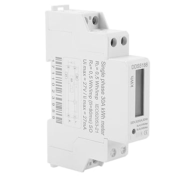 Ketsicart Electric Meter,Digital LCD 220V Single Phase DIN-Rail 5-30A Electronic Energy KWh Meter with Anti-Electromagnetic Interference, Low Power Consumption and High Stability