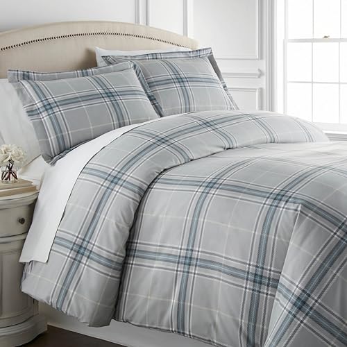 Southshore Fine Living, Inc. MF-DUV-VILPLD-GRY-Q Full/Queen Duvet Cover Set, Plaid Grey Comforter Cover thumb #6