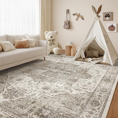 xilixili Washable 6x9 Area Rugs, Non Slip Rug for Living Room, Brown