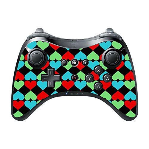 Retro Colored Hearts Vinyl Decal Sticker Skin by ElitePrinting for Wii U Pro Controller
