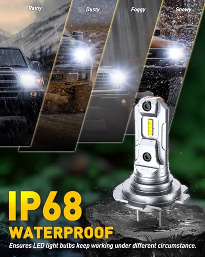Image of AUXITO H7 Bulbs, 600% Brighter 6500K White, 1:1 Mini Size No Adapter Needed, 3 Min Quick Install, No Flicker, 99% Compatibility, Pack of 2