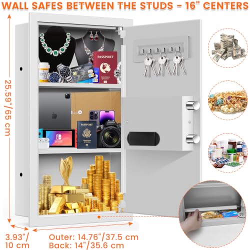Image of White 25.6 inch Tall Wall Safes Between the Studs 16 inch Centers with Combo Lock