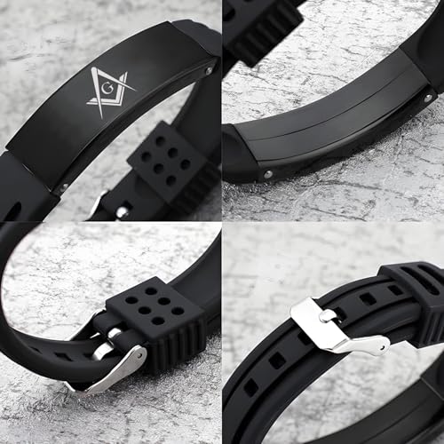 Pulsera Masonic para Hombre con Símbolo Masónico Ajustable miniatura 4